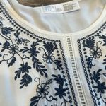 Time And Tru White Ruffle Scrunch Side Tie Tank Blouse Top Embroidered Photo 2