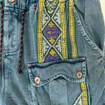 Free People  Blue and Yellow Patterned Cargo Shorts Photo 2