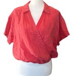 Athleta Playa tie linen shut sleeve wrap tie top Coral Photo 2