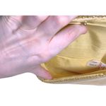 Vtg Formal Gold Beaded Art Deco Large Envelope Clutch Shoulder Strap Prom Bag Photo 5