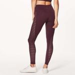 Lululemon Reveal 7/8 Tight Stripes 25" Dark Adobe Burgundy W5AF9S Size 6 Photo 1