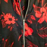 ZARA  Red & Black Hibiscus Bomber Jacket Medium Photo 3