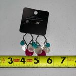 Paparazzi 💙 NWT  Silver Dangle Earrings Pink / White / Blue Iridescent Accent Photo 2