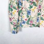 Colleen Lopez Small Jacket Faux Leather‎ Floral Ivory Pink Green Zip Lined 1335 Photo 4