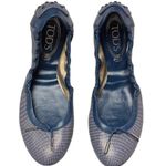 Tod's Tod’s Women’s Dee Laccetto Ballet Flat size 38.5 Blue Textured Leather Photo 10