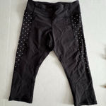Women's Lululemon Tight stuff sequin dot crop leggings black silver size 6 Photo 0