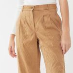 Urban Renewal Remnants Textured Stripe Cropped Wide Leg Pants Tan White Medium Photo 4