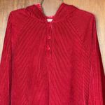 J. Jill Red Corduroy Woman’s Hooded Pullover Blouse Size Medium Photo 1