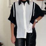 Oscar de la Renta Black and white striped  expressions button up shirt. size 12 Photo 1