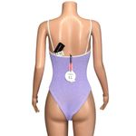 HUNZA G Pamela Seersucker One Piece Swim, Lilac/White, OS Purple Size undefined Photo 9