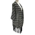 Altar'd State Cover Up Cardigan Fringe Size M/L Black White 18-676 Photo 2