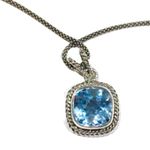 SAMUEL B Cushion Cut Blue Topaz & Popcorn Necklace Photo 10