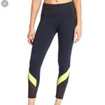 Athleta Pants Women Medium Spliced Sonar Tight Black Navy Blue Yellow Athleisure Photo 6