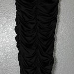 Black Ruched Bodycon Maxi Dress Medium Stretchy Strapless Evening Gown Photo 0