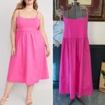 Old Navy  Fit & Flare Cotton Combination Midi Dress Pink Petunia- Sz 3X 💚🎀 Photo 1
