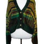 Urban Outfitters  Green Yellow Thea Fuzzy Plaid Cropped Cardigan Size XS Womens Photo 0