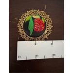 Vintage 80's‎ Womens Black & Gold Toned Floral Embroidered Fillagree Brooch Pin Photo 3