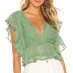 Tularosa Ethereal Sage Mint Green Kaia Ruffle Top Blouse Boho Romantic Sz M Photo 0