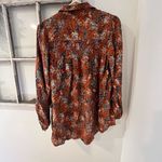 Beach Lunch Lounge Long Sleeve Orange Floral Blouse Shirt Size Small Photo 3