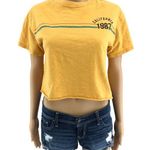 Awake  SMALL Yellow Cold Crush California 1987 Crop Top Tee Short Sleeve Crew Photo 0