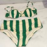 STAUD  Green Ivory Stripe Bikini Photo 1