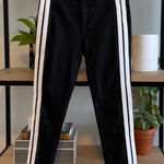 Rag and Bone Moto Mid-Rise White Stripe Skinny Ankle Jeans, 26 Photo 0