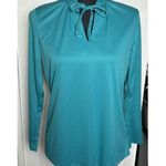 VINTAGE 60s 70s GIGI Women’s Blouse Shirt‎ Teal USA Long Sleeve Sz Small Photo 0