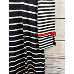 Women's IBKÜL Navy White Stripe Long Sleeve Dress S with Red Accents Photo 4