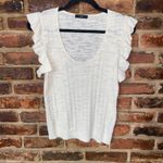 J. Crew Cream Ruffled Linen Blend Short Flutter Sleeve Sweater Tank Size Medium Photo 1