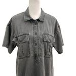 Madewell  Utility Popover Shirtdress Shirt Dress Denim Washed Black size Medium Photo 2