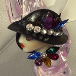 Elegant Black Hat Ring with Colorful Gems Photo 0
