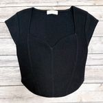 Babaton  Aritzia Black Carnegie Sculpt Knit Cap Sleeve Sweetheart Neck Crop Top Photo 4