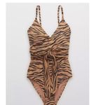 Aerie NWOT  Pique Animal Print Wrap One Piece Swimsuit Photo 4