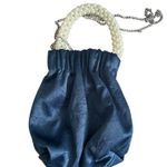ZARA  Pearl Embellished Handle Blue Cocktail Bag with Strap Photo 3
