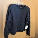 MOTHER Denim Push & Shove Padded Shoulder Gray Faded Black Sweatshirt pullover L Size L Photo 4