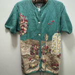 Jantzen  Hand Embroidered Sweater Petite S Cottagecore Grannycore Short Slve Photo 0