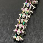 Rainbow Stainless Steel Bling Mini Motorcycle Bike Chain Bracelet 28.7g Photo 8