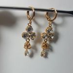 18K Yellow Gold Filled White Zircon Topaz Quartz Drops Earrings Photo 3