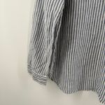 Tahari Blouse Small 100% Linen Blue Stripe Button Down Shirt Nautical Parisian Photo 8