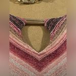 JM Collection  Metallic Red Pink Browns Gold Zig Zag Lines. Gold Jewel . Sz M. Photo 1