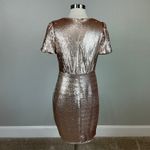 Aidan Mattox  Gold Sequined Cocktail Dress Size 6 Short Sleeve Mini Sheath Photo 6
