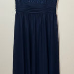 JH‎ Navy Blue Formal Maxi Dress Sleeveless Lace Bodice Women's Size 12 Photo 0
