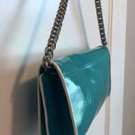 Ann Taylor NWOT Anne Taylor patent leather slim handbag aqua blue Photo 8