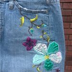 Gap  Y2K Vintage Blue Jean Denim Mini Skirt Embroidered Butterflies Flower Size 4 Photo 1