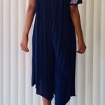 Free People  The High Road Jumpsuit Navy Embroidered Large Photo 3