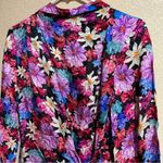 PINKO FLORAL SATIN BUTTON FRONT LONG SLEEVE SHEATH FAUX WRAP MINI DRESS Pink Size 8 Photo 4