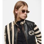 Gucci  GG Upside Down Rectangular Sunglasses in Gold New Womens Sunnies Photo 14