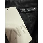 ZARA NEW  Black Faux Leather Long Sleeve Collared Button Down Midi Shirt Dress S Photo 5