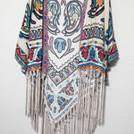 Flying Tomato Kimono Fringe Colorful Bohemian Hippie Festival Cover Up Size S Photo 0