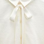 ZARA blouse shirt top satin effect jewel button neck bow Photo 5